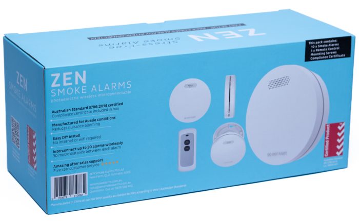 ZEN Photoelectric Smoke Alarms - 10 pack - box back