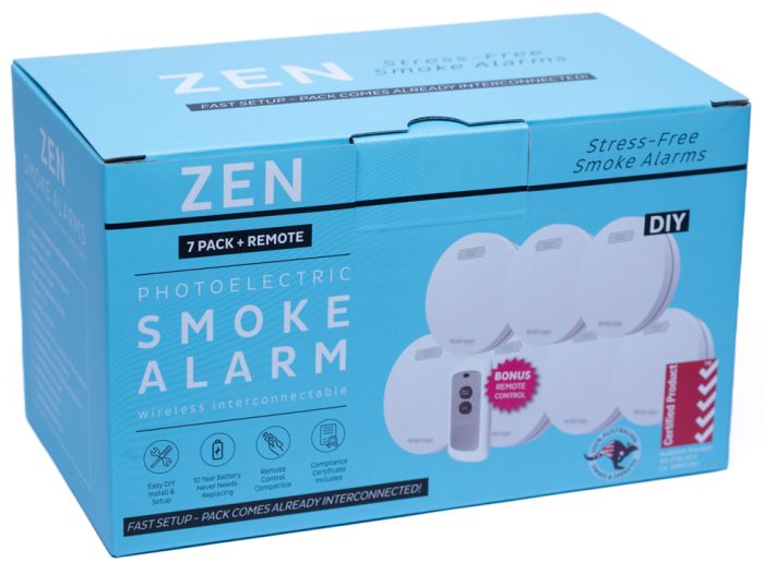 ZEN Photoelectric Smoke Alarm - 7 Pack with Bonus Remote Control and Australian Compliance Certificate Included in Box. Bundle Packs come Ready Paired!