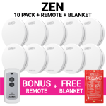 ZEN Photoelectric Smoke Alarms - 10 pack with bonus remote control and free fire blanket